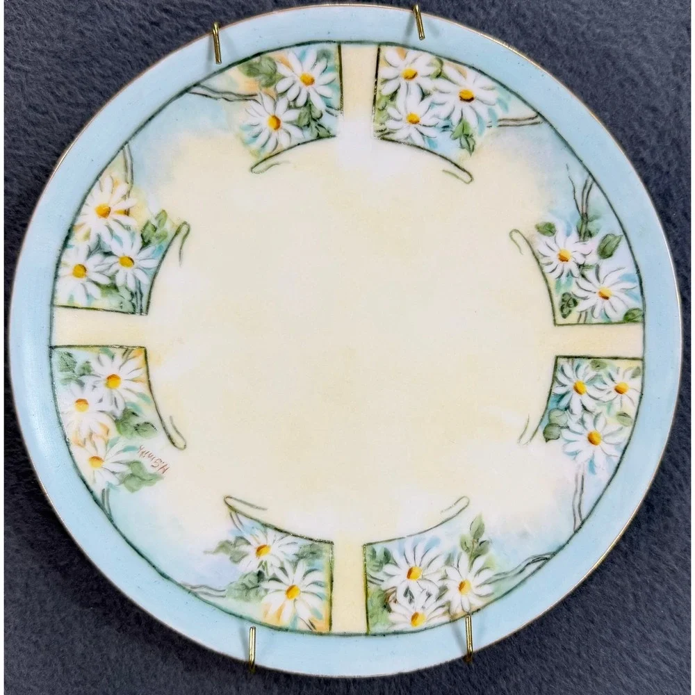 Thomas Bavaria Sevres Hand Painted Daisy Porcelain Plate Signed N Smith 6.5